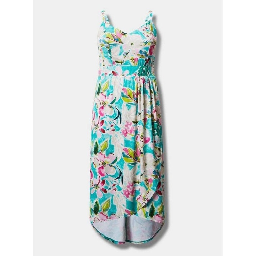 Torrid Midi Wrap Dress 3X 22-24 Floral Studio Soft Knit Tropical Cruise Summer - Picture 3 of 8
